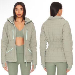 NWT Free People FP Movement Revolve All Prepped Ski Jacket In Greyed Olive